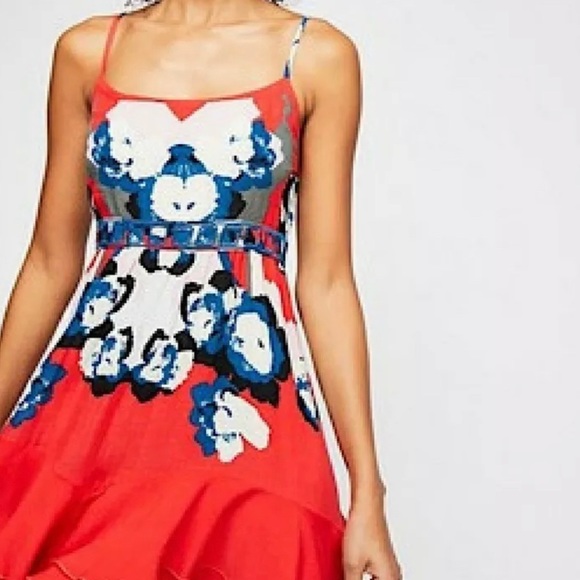 Free People Dresses & Skirts - FREE PEOPLE Sweet Lucy Slip Dress Cherry Kiss Combo Size Large Strappy Back tie